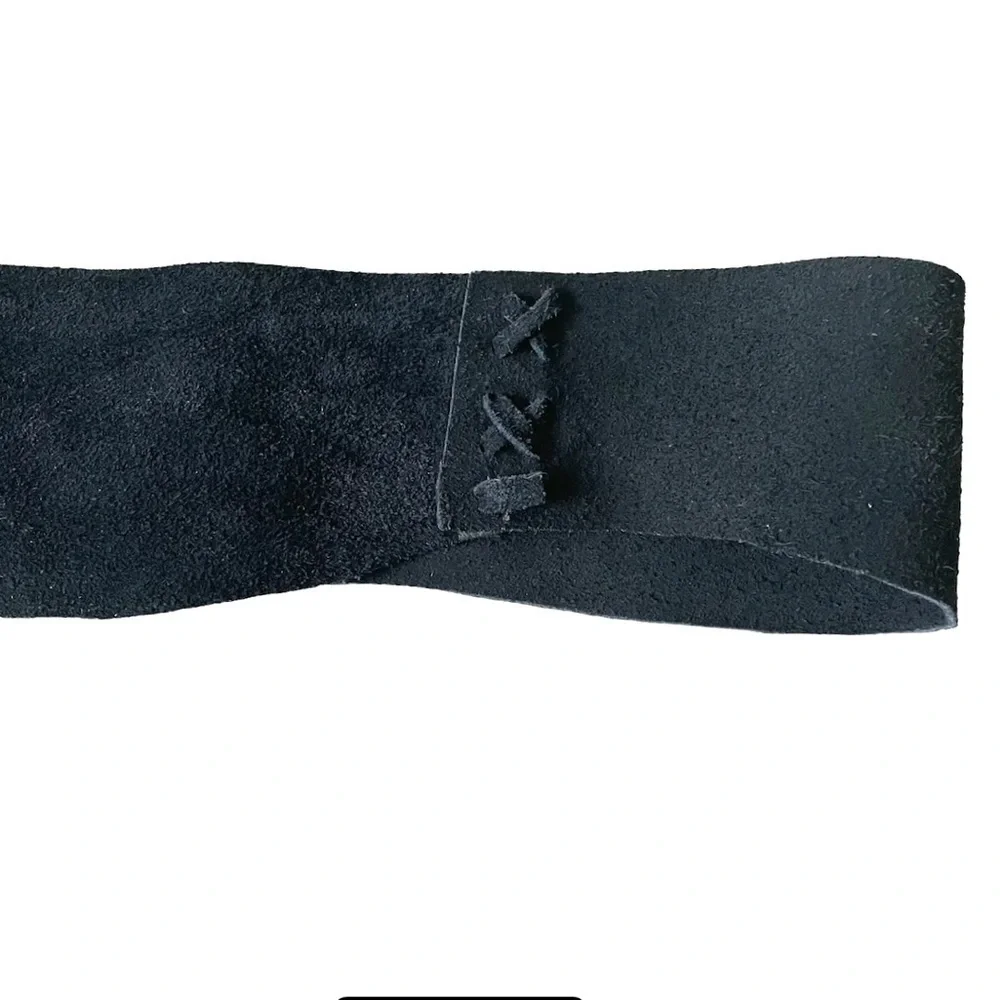 Handmade Black Suede Belt One Size